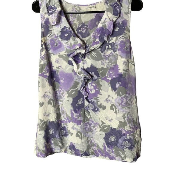 Halogen Sleeveless Silk Purple‎ Floral Blouse Size M - Picture 4 of 6